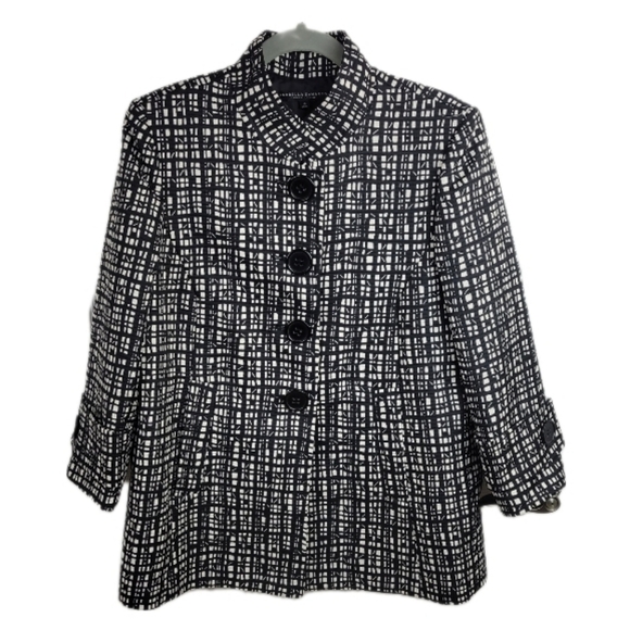 Isabella DeMarco Black/white patterned buttoned down jacket size‎ 10 - Picture 1 of 6